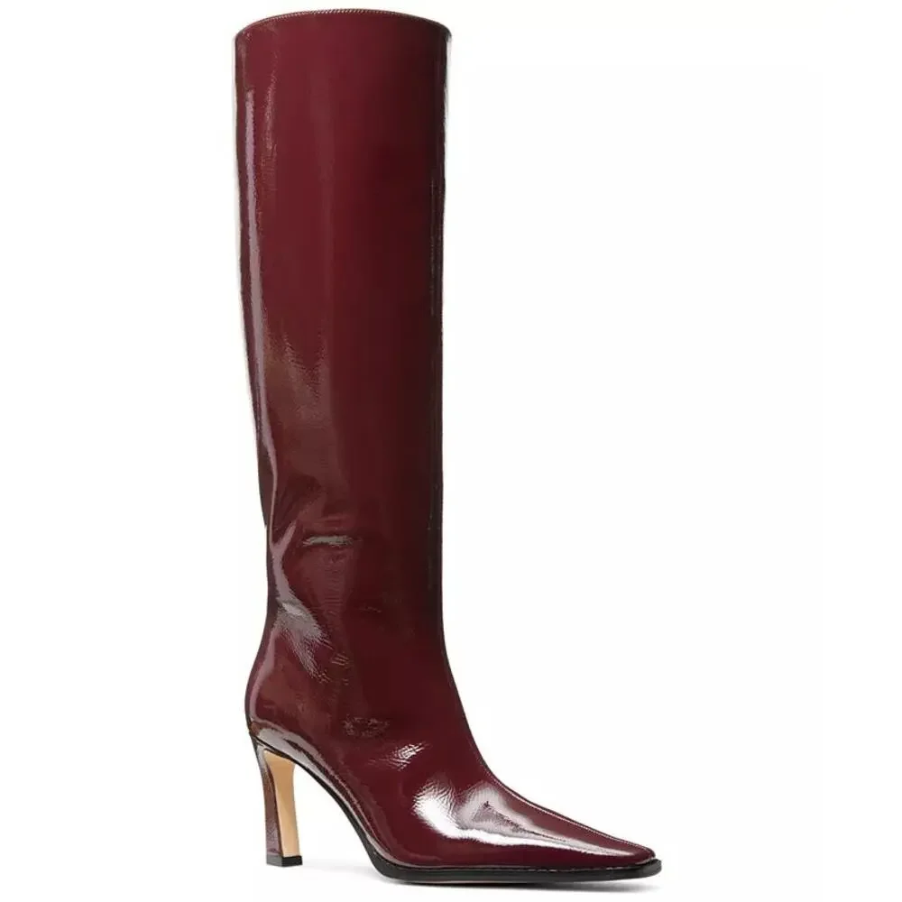 Michael Kors Darrah Oxblood Leather Boots Size 10 MSRP $295